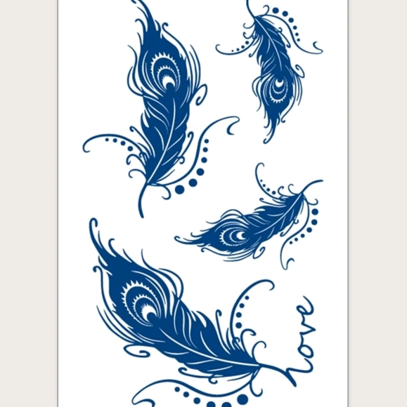 ๐5 for $25* 4 Feather Temporary Pectin Tattoos - Picture 2 of 5